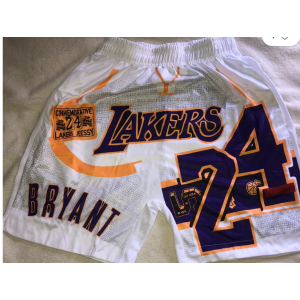 NBA Lakers Kobe Bryant White Shorts