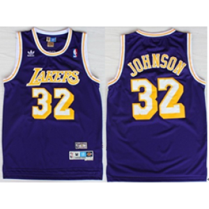 NBA Lakers Magic Johnson 1984-85 Hardwood Classics Road Men Jersey