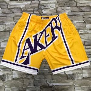 NBA Lakers Mitchell & Ness Big Face Yellow Shorts