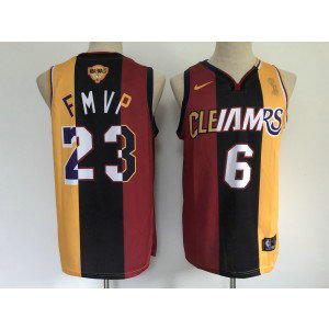 NBA Lebron Jjames Red Gold 2020 MVP Split Men Jersey