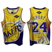 NBA Los Angeles Lakers 24 Kobe Bryant Yellow Print Men Jersey