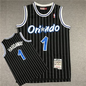 NBA Magic 1 Anfernee Hardaway Black Throwback Men Jersey