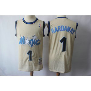 NBA Magic 1 Penny Hardaway Cream Hardwood Classics Men Jersey