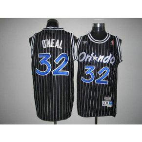 NBA Magic 32 Shaquille O'Neal Black Throwback Men Jersey