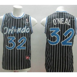 NBA Magic 32 Shaquille O'Neal Black Throwback Nike Men Jersey