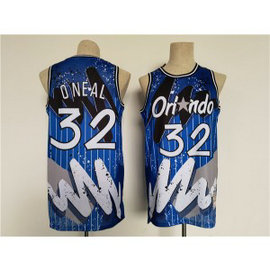 NBA Magic 32 Shaquille O'Neal Blue Throwback Basketball Men Jersey