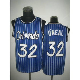 NBA Magic 32 Shaquille O'Neal Blue Throwback Men Jersey