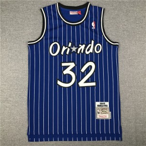 NBA Magic 32 Shaquille O'Neal Blue Throwback Men Jersey