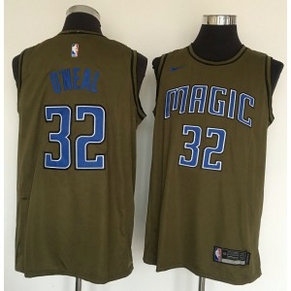 NBA Magic 32 Shaquille O'Neal Olive Nike Swingman Men Jersey