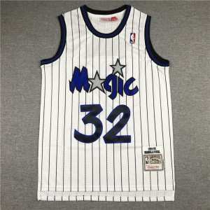 NBA Magic 32 Shaquille O'Neal White Throwback Men Jersey