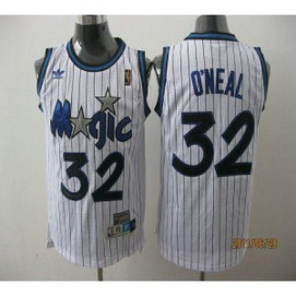 NBA Magic 32 Shaquille O'Neal White Throwback Men Jersey
