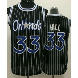NBA Magic 33 Grant Hill Black Throwback Men Jersey
