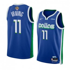 NBA Mavericks 11 Kyrie Irving Blue 2024 Finals City Edition Nike Men Jersey