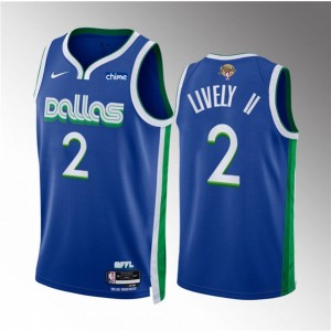 NBA Mavericks 2 Dereck Lively II Blue 2024 Finals City Edition Nike Men Jersey