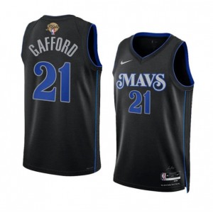 NBA Mavericks 21 Daniel Gafford Black 2024 Finals City Edition Nike Men Jersey