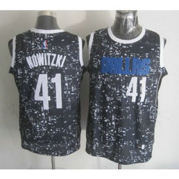 NBA Mavericks 41 Dirk Nowitzki Black City Luminous Men Jersey