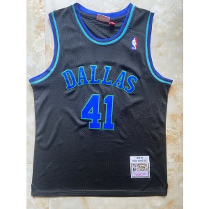 NBA Mavericks 41 Dirk Nowitzki Black Hardwood Classics Men Jersey