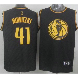 NBA Mavericks 41 Dirk Nowitzki Black Precious Metals Men Jersey