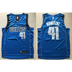 NBA Mavericks 41 Dirk Nowitzki Blue Nike Men Jersey