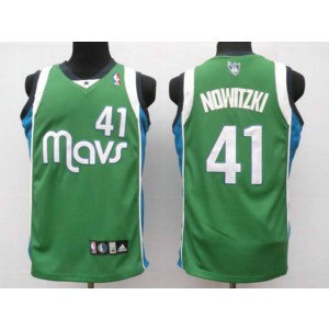 NBA Mavericks 41 Dirk Nowitzki Green Men Jersey