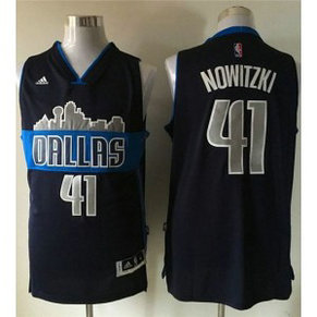 NBA Mavericks 41 Dirk Nowitzki Navy Blue The City Men Jersey