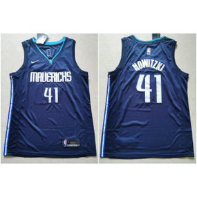 NBA Mavericks 41 Dirk Nowitzki Navy Nike Men Jersey 1