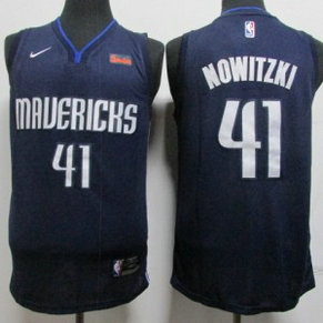 NBA Mavericks 41 Dirk Nowitzki Navy Nike Men Jersey