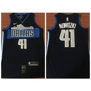 NBA Mavericks 41 Dirk Nowitzki Navy Nike Swingman Men Jersey