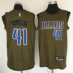 NBA Mavericks 41 Dirk Nowitzki Olive Nike Swingman Men Jersey