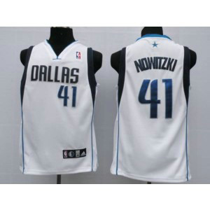 NBA Mavericks 41 Dirk Nowitzki White Men Jersey