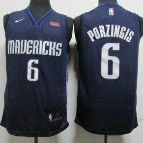 NBA Mavericks 6 Kristaps Porzingis Navy Nike Men Jersey 1