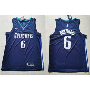 NBA Mavericks 6 Kristaps Porzingis Navy Nike Men Jersey