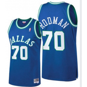 NBA Mavericks 70 Dennis Rodman Blue Throwback Men Jersey