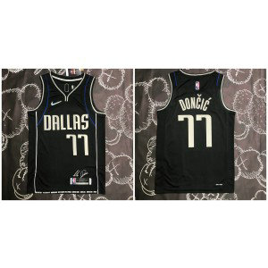 NBA Mavericks 77 Doncic Black Nike Men Jersey