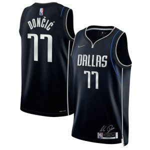 NBA Mavericks 77 Doncic Blue 75th Anniversary Men Jersey