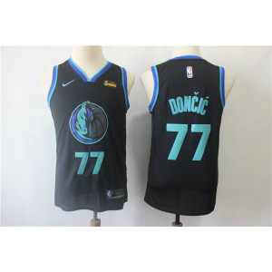 NBA Mavericks 77 Luka Doncic Black City Edition Swingman Nike Youth Jersey