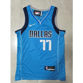 NBA Mavericks 77 Luka Doncic Blue 75th Anniversary Men Jersey