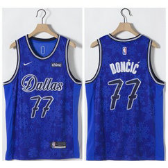NBA Mavericks 77 Luka Doncic Blue Nike Men Jersey 1