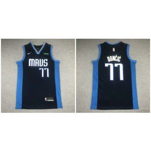 NBA Mavericks 77 Luka Doncic Blue Nike Men Jersey 2