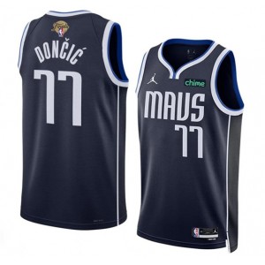 NBA Mavericks 77 Luka Doncic Navy 2024 Finals Jordan Men Jersey