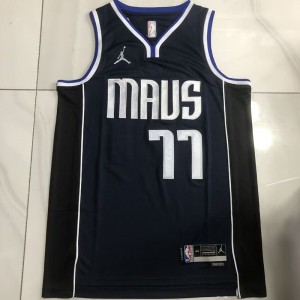 NBA Mavericks 77 Luka Doncic Navy Double Stitched Jordan Men Jersey