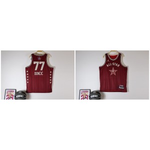 NBA Mavericks 77 Luka Doncic Red 2024 All Star Jordan Men Jersey