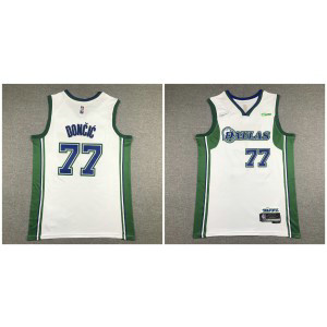 NBA Mavericks 77 Luka Doncic White City Nike Men Jersey