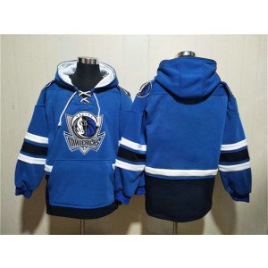 NBA Mavericks Blank Blue Navy Ageless Must-Have Lace-Up Pullover Hoodie