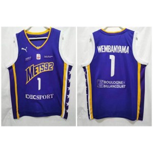 NBA Mets92 1 Wembanyama Blue Men Jersey