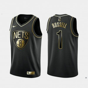 NBA Nets 1 D'Angelo Russell Black Gold Nike Men Jersey