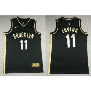 NBA Nets 11 Kyrie Irving Black Gold Men Jersey