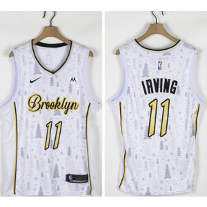 NBA Nets 11 Kyrie Irving White Christmas Edition Nike Men Jersey