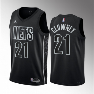 NBA Nets 21 Noah Clowney Black 2023 Draft Statement Edition Jordan Men Jersey