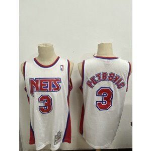 NBA Nets 3 Drazen Petrovic White Throwback New Men Jersey